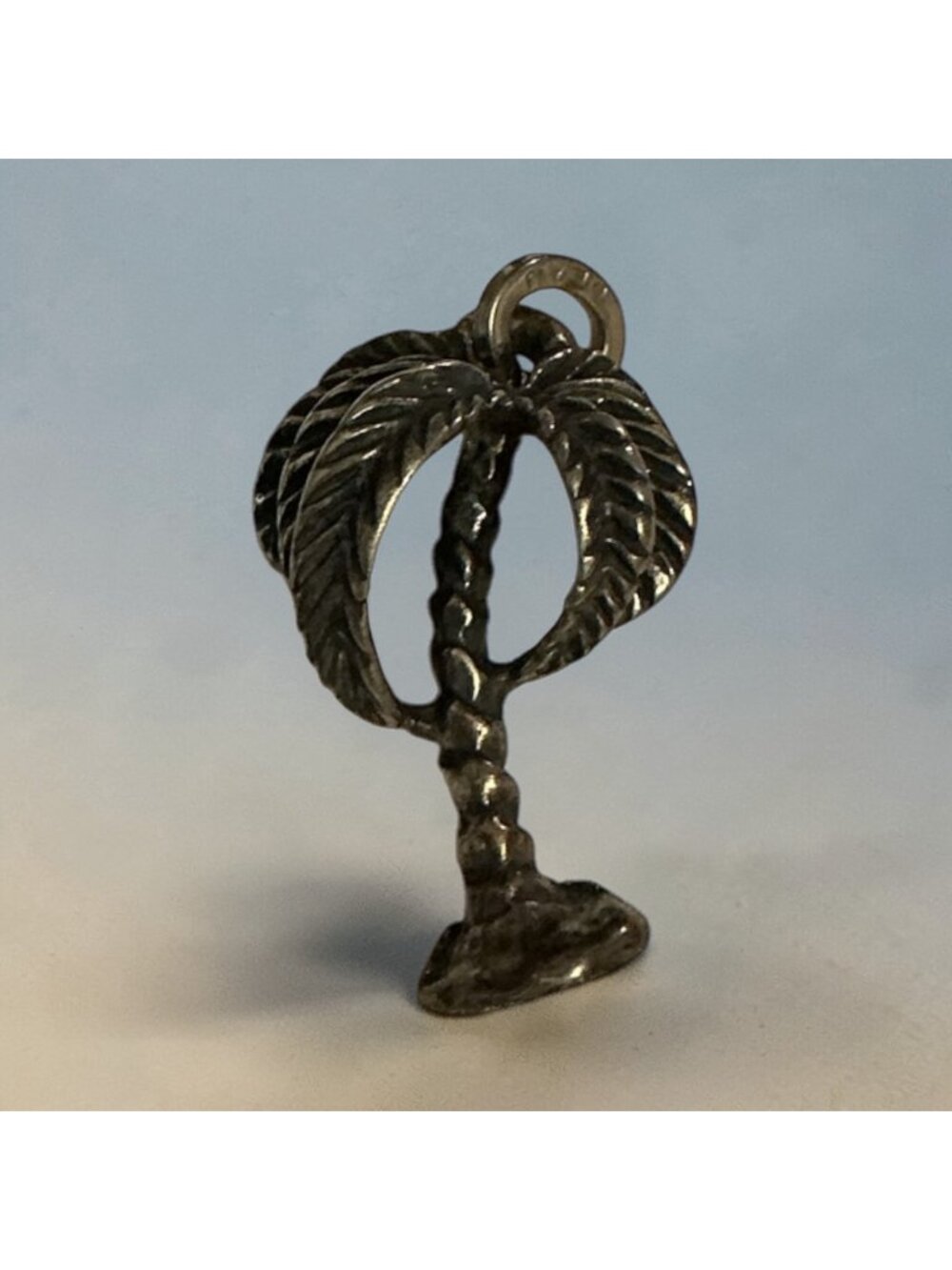 Sterling Silver Palm Tree Charm For Bracelet Or Pendant Necklace Vintage Design